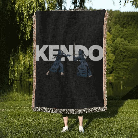 Kendo Fighters Samurai Bogu Shina Ninja Katana Woven Blankets