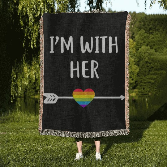 Lesbian Matching Couple Gifts Im With Her Set 1 T Woven Blankets