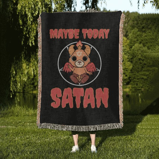 Baphomet Maybe Today Satan Woven Blankets