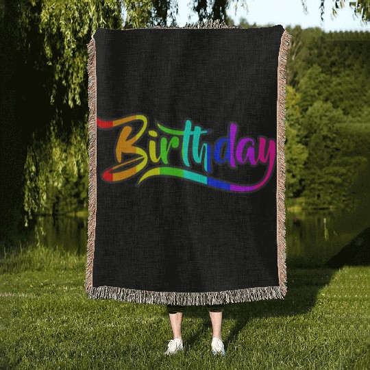 Its my birthday bitches Gay Pride Rainbow LGBT gif Woven Blankets