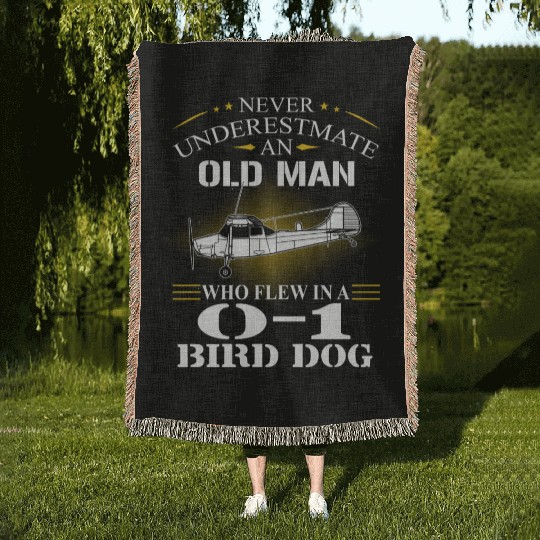 Bird Dog Helicopter Old Man Woven Blankets