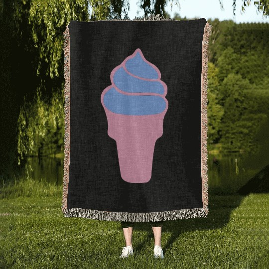 Mint-Strawberry Ice-Cream Con-I Love Ice cream Woven Blankets