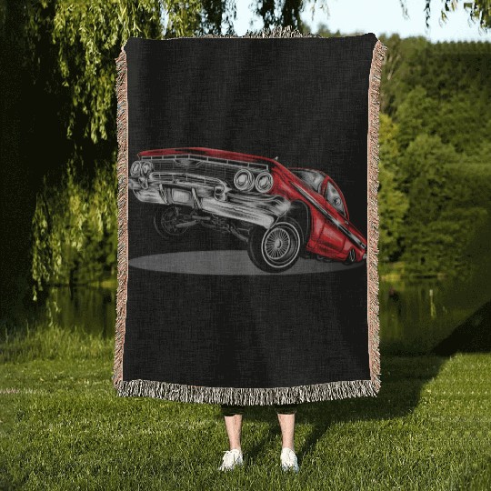 lowrider car Woven Blankets