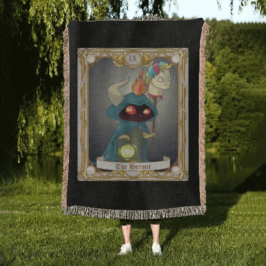 The Hermit Tarot Card, Major Arcana Anime Baphomet Woven Blankets