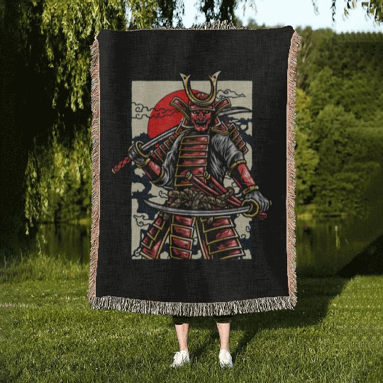 Katana Samurai Ninja Japan Shinobi Warrior Gift Woven Blankets