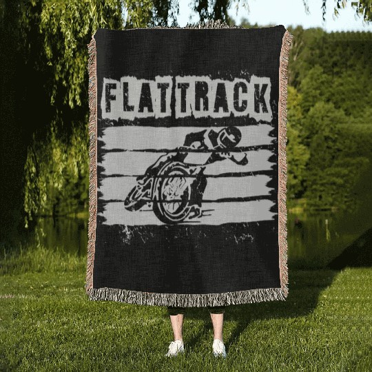 FLAT TRACK MOTORCYCLE racing dirt track speedway Woven Blankets