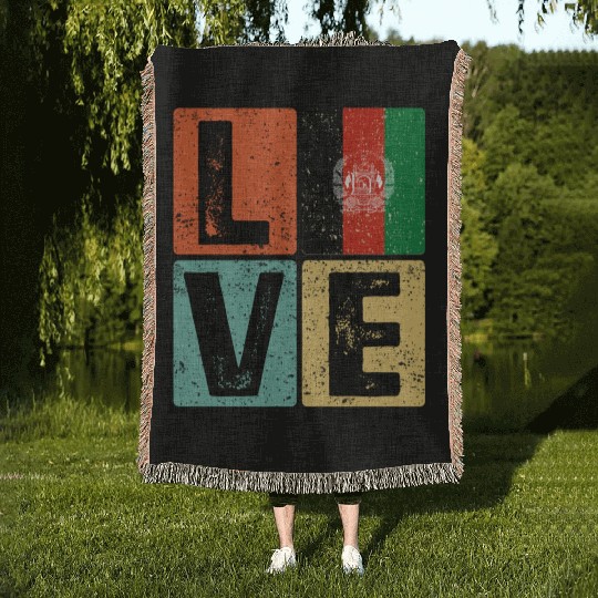 I Love Afghanistan Flag for Afghan Pride Woven Blankets