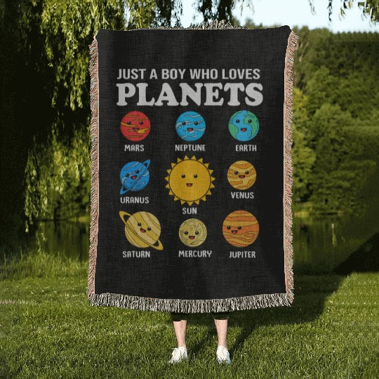 Solar System Science Just A Boy Who Loves Planets Woven Blankets
