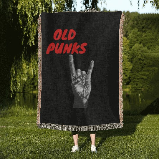Old Punks Never Die Gift For A Punk Rocker Woven Blankets