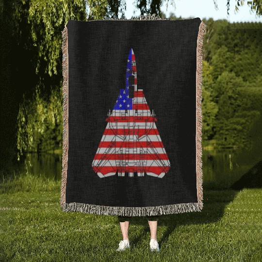 United States F 14 Tomcat Flag Woven Blankets