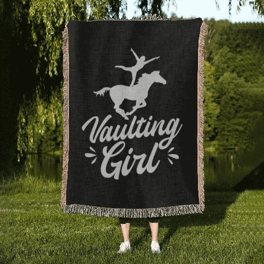 Equestrian Vaulting Girl Woven Blankets