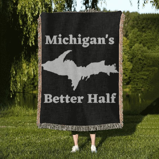 Michigan's Better Half, Upper Peninsula 906 Yooper Woven Blankets