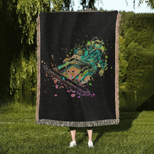 Snowboard Snowboarding Snowboarder Woven Blankets