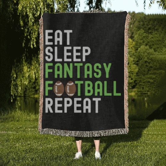 Eat Sleep Fantasy Football Repeat FFL Champion Woven Blankets
