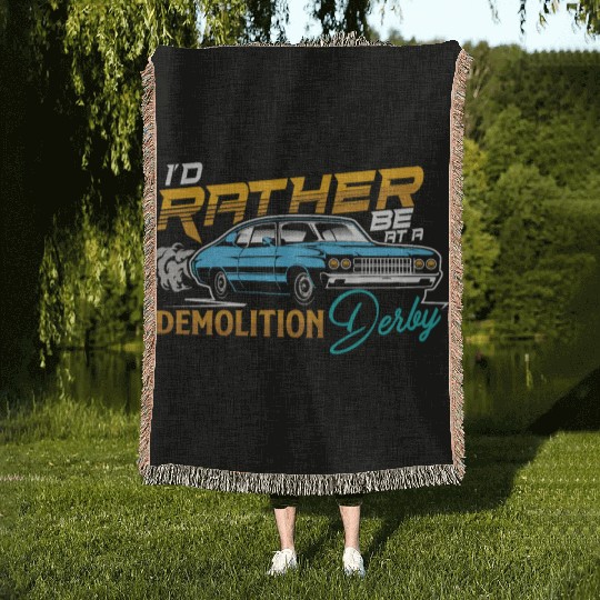 Demo Derby Demolition Derby At A Demolition Derby Woven Blankets