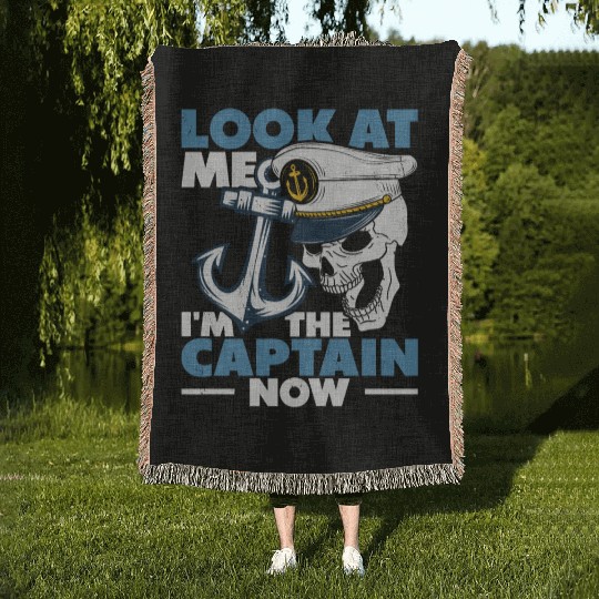 Captain Boat Lovers Fishermen Sailing Boating Woven Blankets