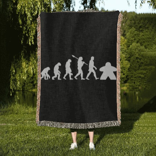 Meeple Evolution, funny board game Woven Blankets