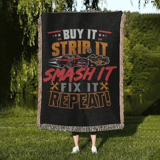 Demo Derby Demolition Derby Smashing Derby Lover Woven Blankets