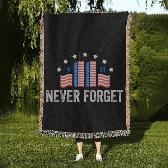 Never Forget 9/11 Patriot Day 2021 Woven Blankets