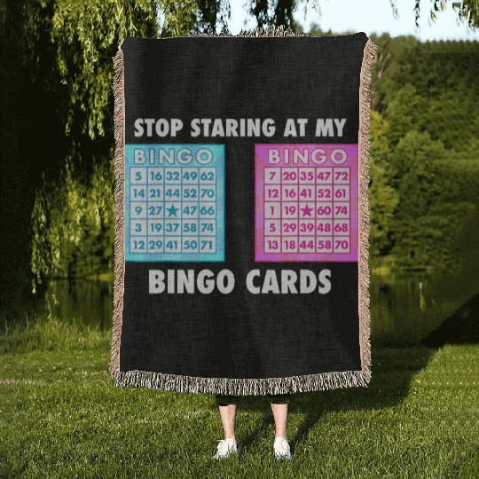 Funny Bingo Queen Stop Staring At My Bingo Cards Woven Blankets