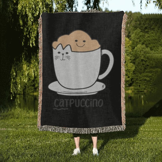 Coffee Lover Caffeine Cat Lover Kity Kitten Pet Woven Blankets