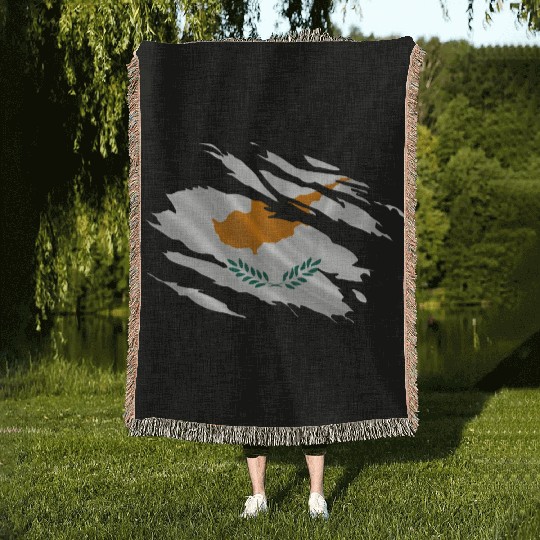 Cyprus Ripped Flag Woven Blankets