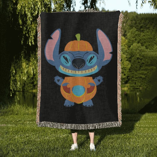 Stitch Pumpkin Halloween Woven Blankets