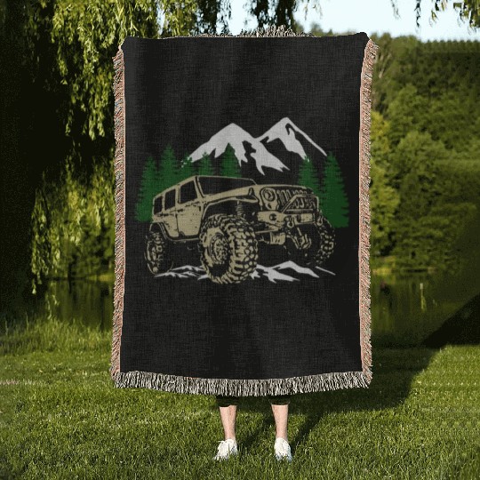 Mountain Jeep Woven Blankets