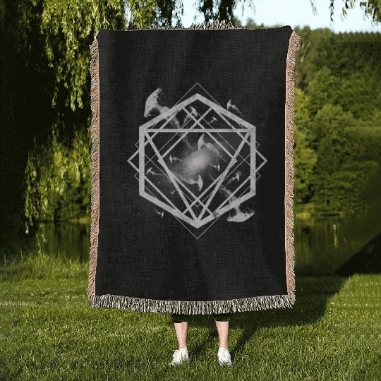 Geometric Outer Space Jelly Fish - (white) Woven Blankets