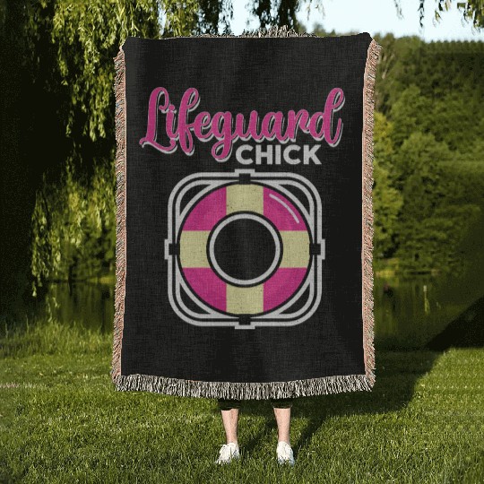 Lifeguard Chick Rescuer Pool Guard Lifeguarding Woven Blankets