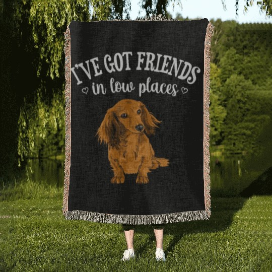 Long Haired Dachshund Woven Blankets