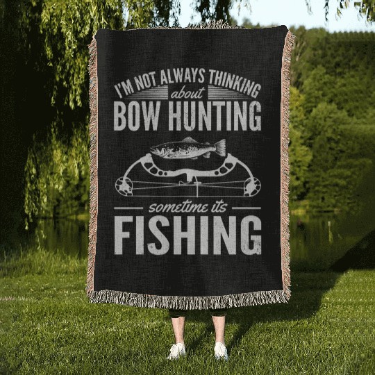 Trout Angler Bow & Arrow Hunter Deer Hunting Woven Blankets
