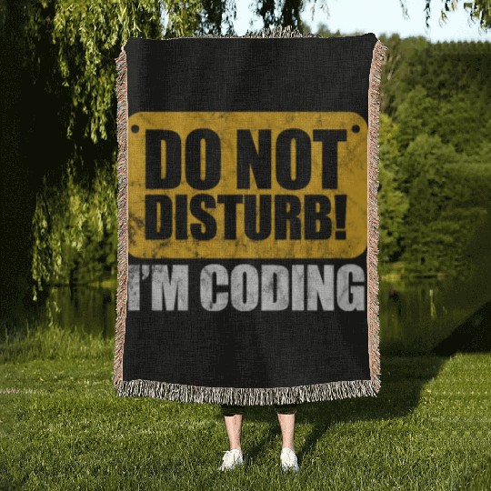 Do Not Disturb I'm Coding Vintage, Programmer Woven Blankets