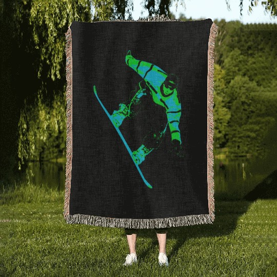 Snowboard Snowboarding Snowboarder Woven Blankets