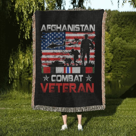 Afghanistan Combat Veteran US Veteran Military Woven Blankets