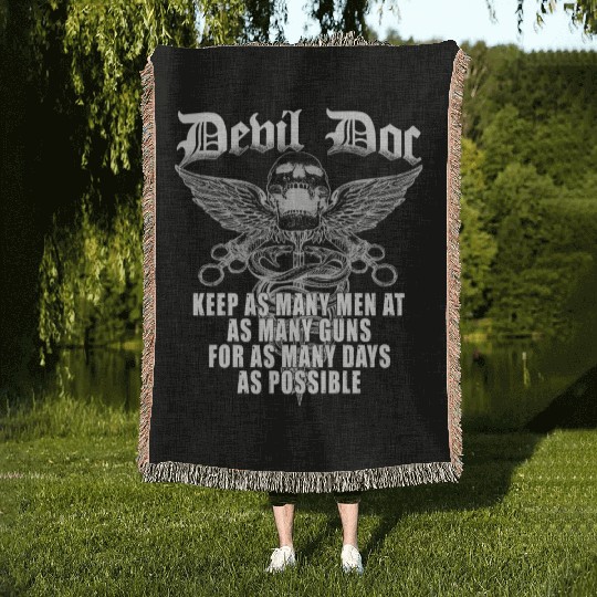 Devil Doc US Navy Corpsman Badass Army Veteran Woven Blankets