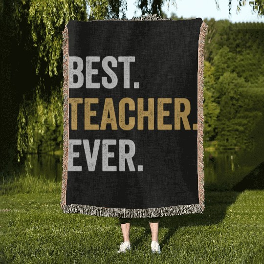 Best Teacher Ever Gift for Teacher Family Party Woven Blankets