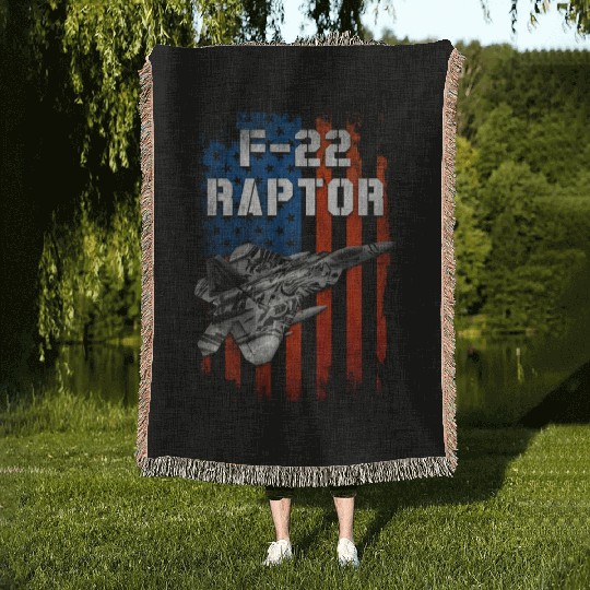 F22 Raptor Aircraft Army US Airborne Woven Blankets