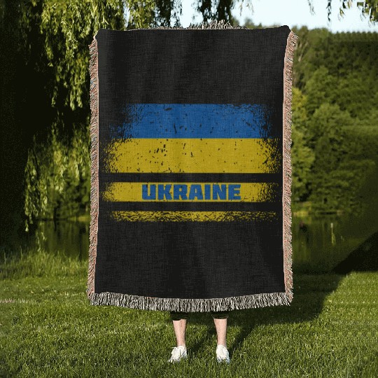 Ukraine vintage flag Woven Blankets