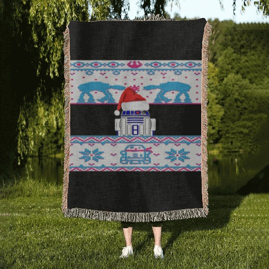R2D2 Ugly Christmas Sweater Woven Blankets