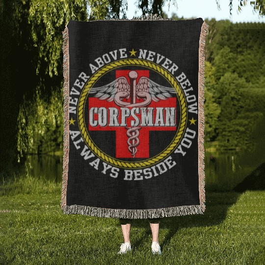 Corpsman Devil Doc Corpsman US Army Woven Blankets