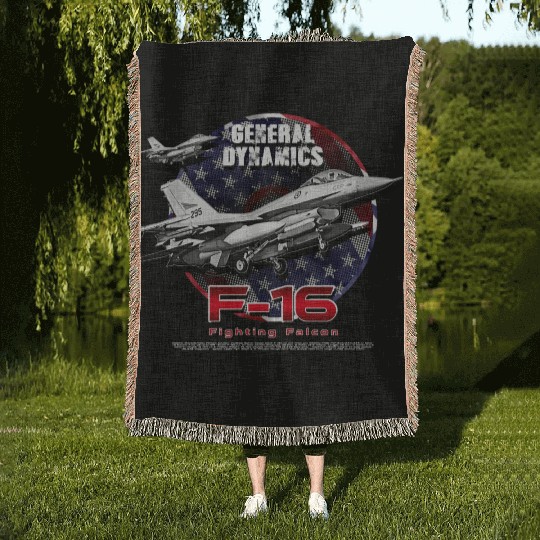 F-16 Fighting Falcon General Dynamics Fighter Jet Woven Blankets
