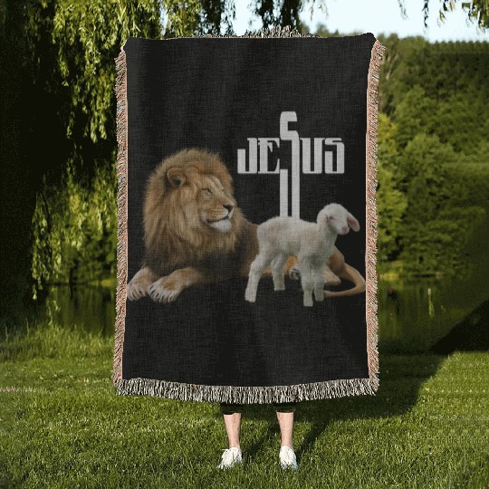 Jesus is Lion and Lamb Woven Blankets