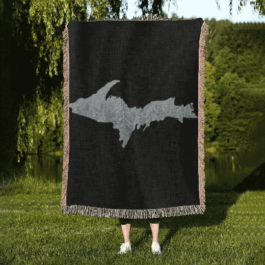 Upper Peninsula Snow 906 Yooper Woven Blankets