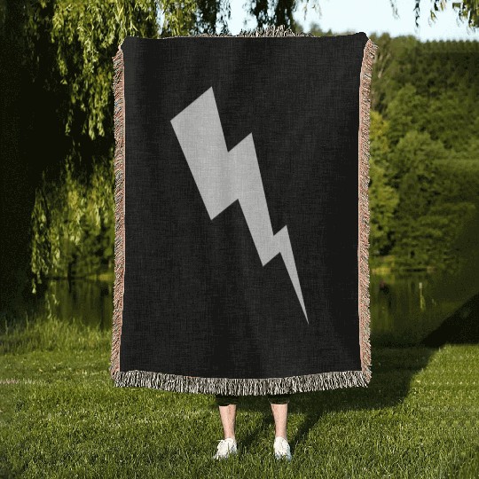 zeus lightening bolt Woven Blankets