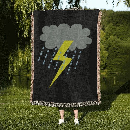 raincloud clouds storm with lightning Woven Blankets