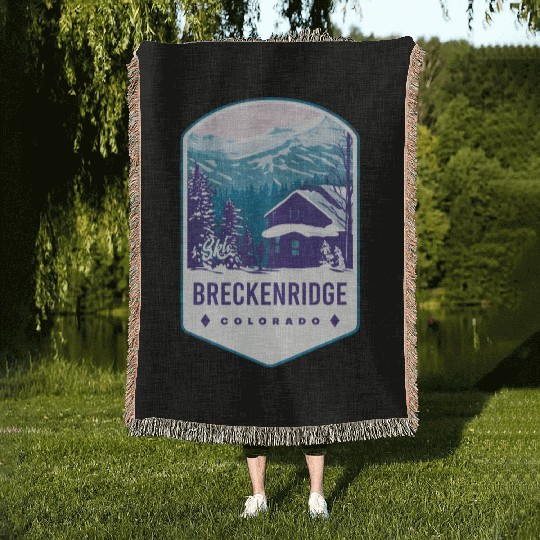 Breckenridge Colorado Ski Badge Woven Blankets