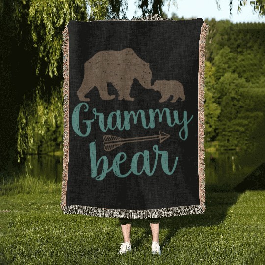 Cute Grammy Bear Matching Family Woven Blankets