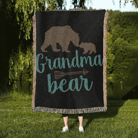 Cute Grandma Bear Matching Family Woven Blankets