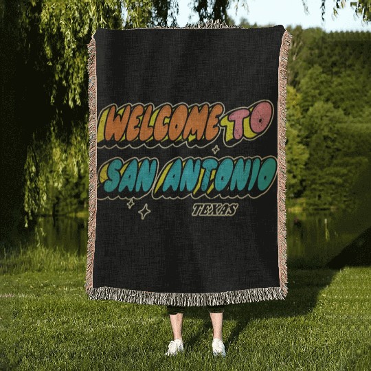 Welcome to San Antonio Texas Design Woven Blankets